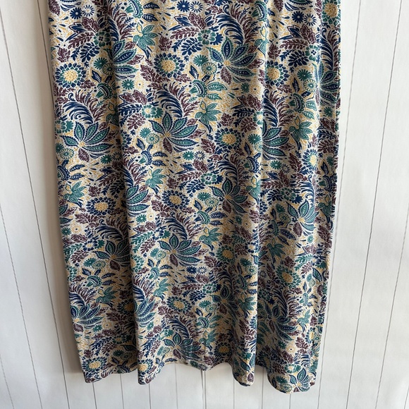Peruvian Connection size XXL tee shirt midi dress cream blue floral house dress - Picture 3 of 12
